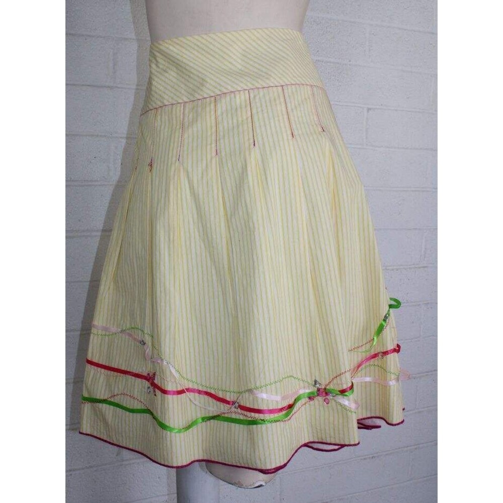 Ruth Size 4 Pinstriped Full Skirt Ribbon Stitching Jewel Embellished Lined - Picture 6 of 10